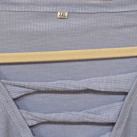 Women Casual Long Sleeve Tunic V-Neck Criss Cross Ribbed Casual Tee XXL - Picture 3 of 5